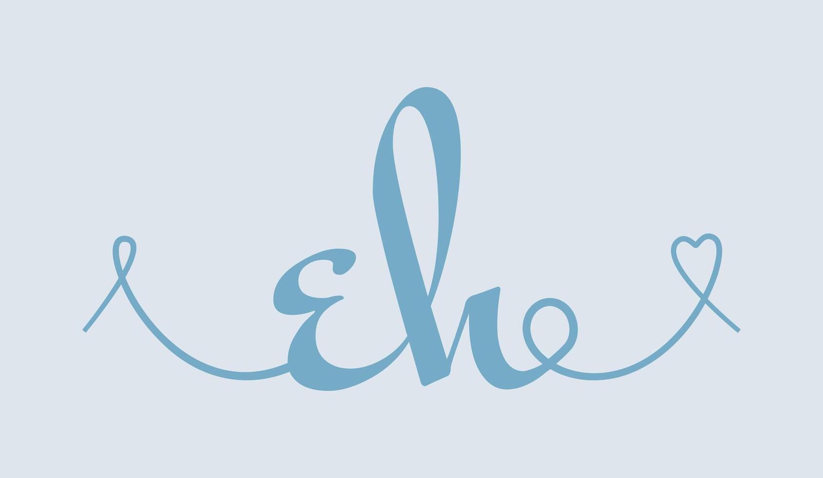 EH initial wedding monogram calligraphy illustration. Hand drawn lettering e and h love logo design for valentines day poster, greeting card vector