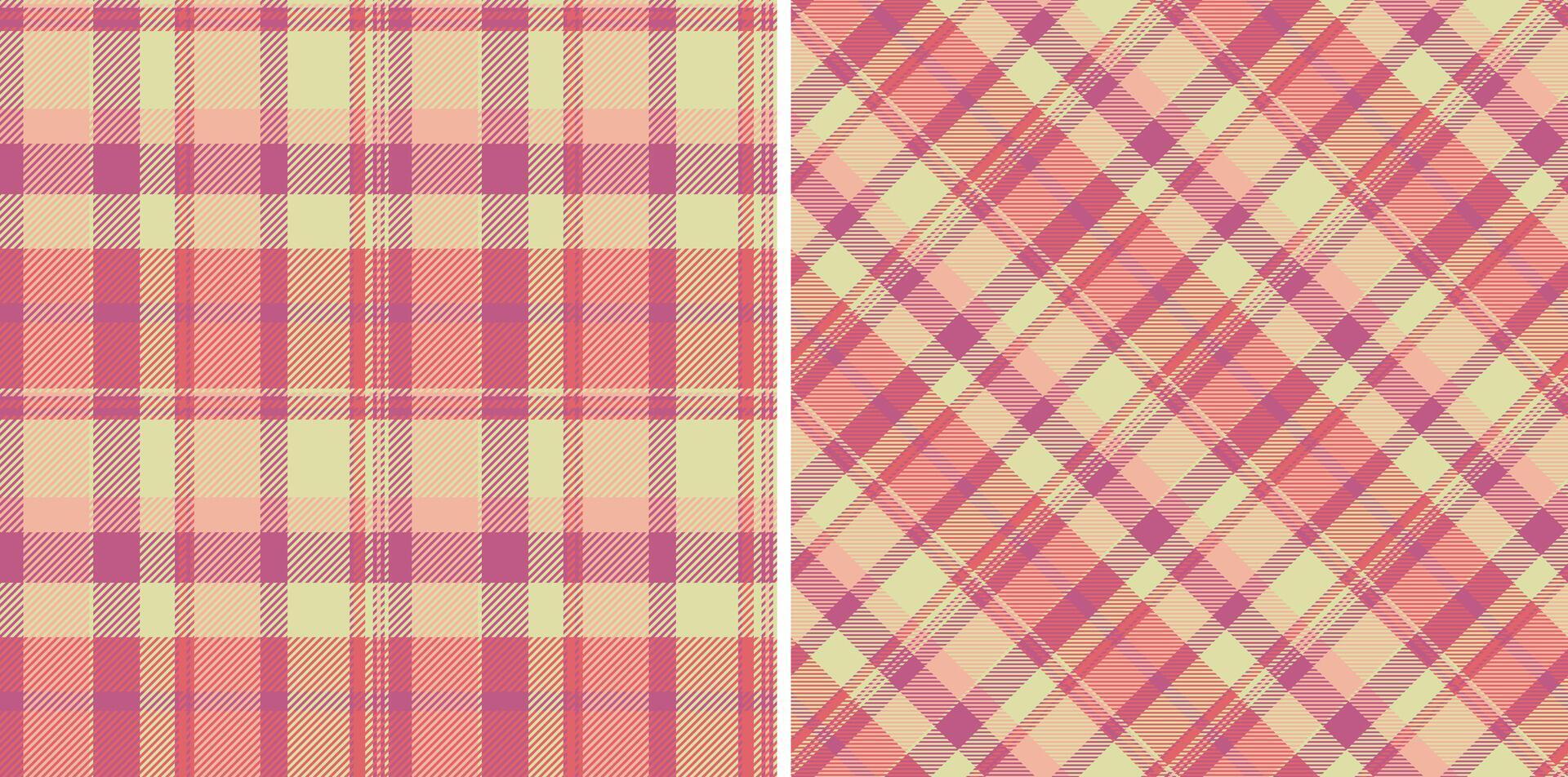 Textile seamless texture of background pattern with a fabric tartan check plaid. Set in sunset colors. Top fashion trends for the year. vector