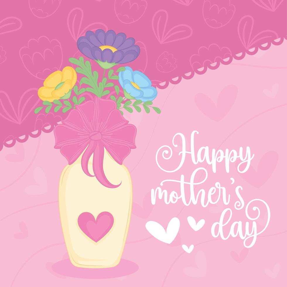 Happy mother day poster with flowers vector