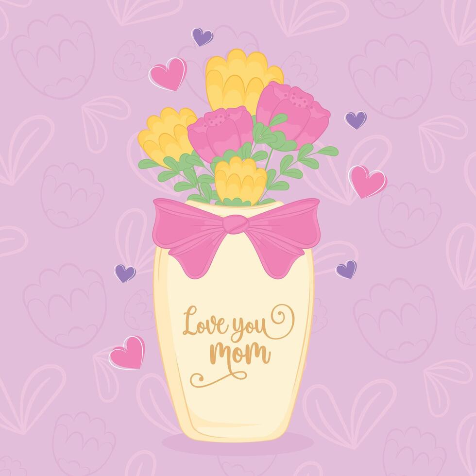 Happy mother day poster with flowers vector