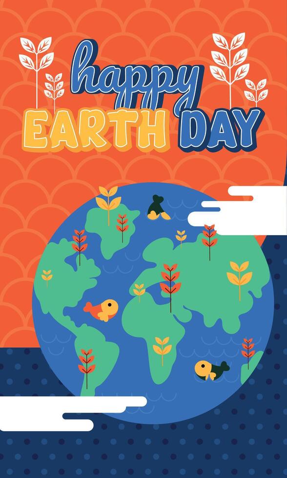 Geometric earth day card vector