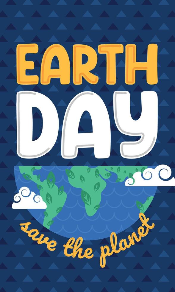 Geometric earth day card Sea life vector