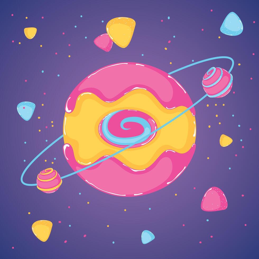 Colored candy land Sweet abstract space vector