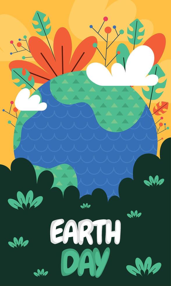 Geometric earth day card vector