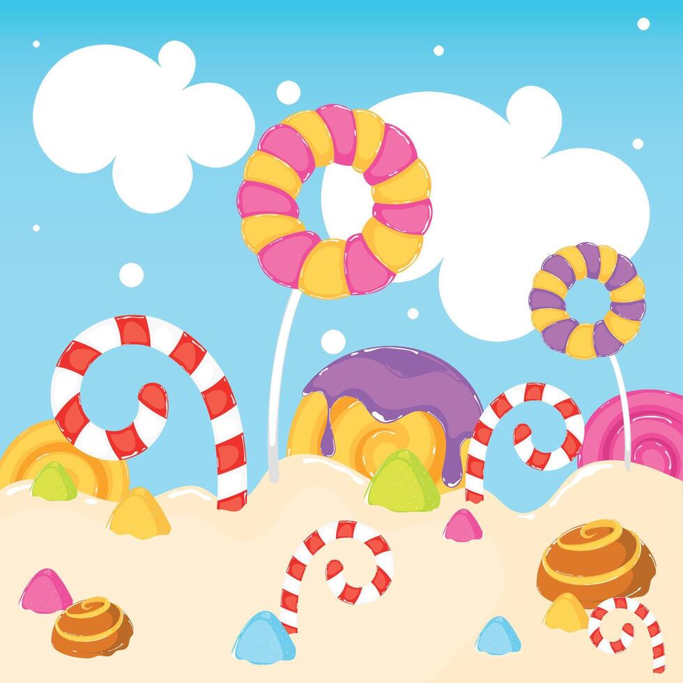 Colored candy land landscape Sweet place vector