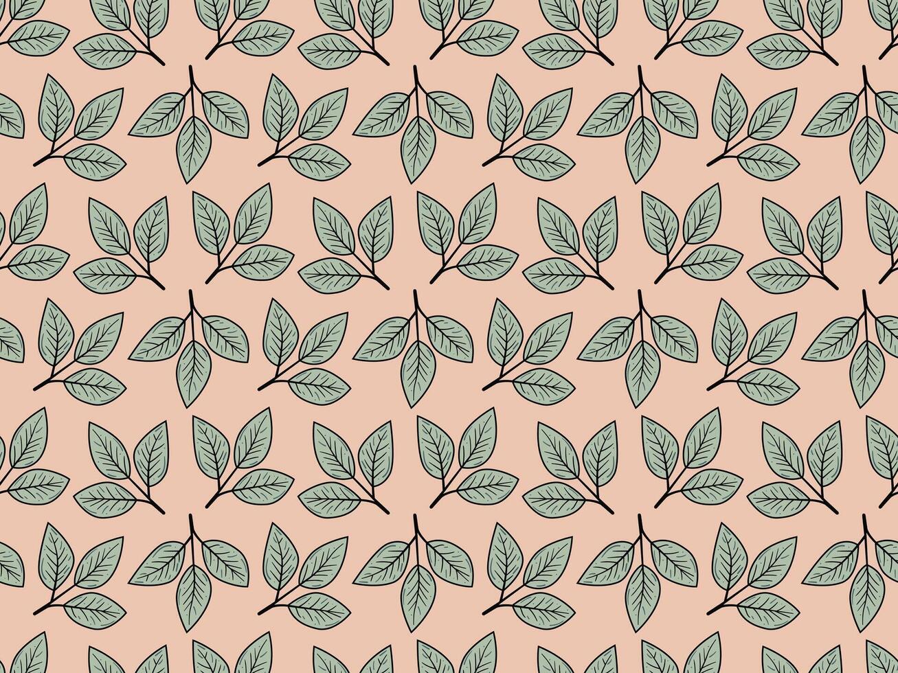 Hand drawn floral pattern design. Simple ornament with plant and leaf. vector
