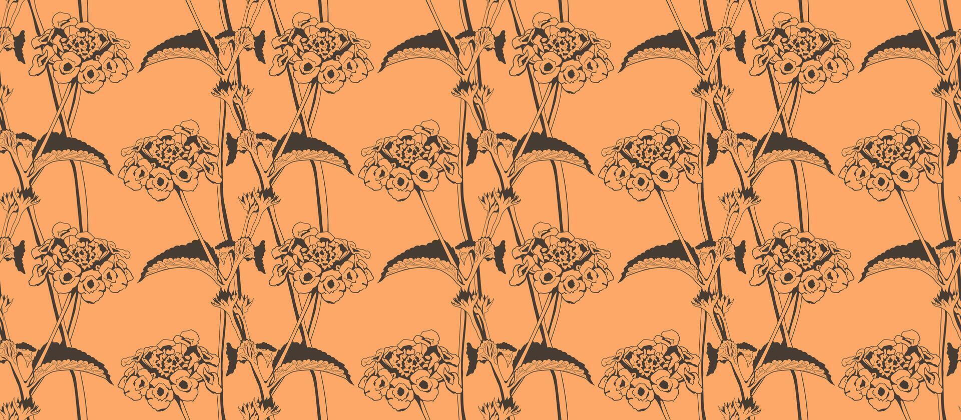 Hand drawn floral pattern design. Flower drawing simple ornament. vector