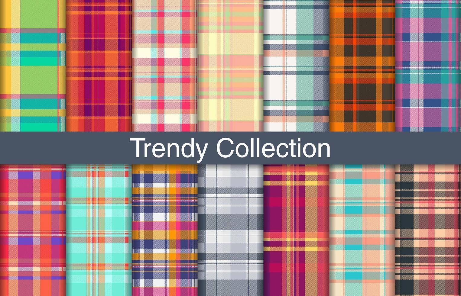 Trendy plaid bundles, textile design, checkered fabric pattern for shirt, dress, suit, wrapping paper print, invitation and gift card. vector