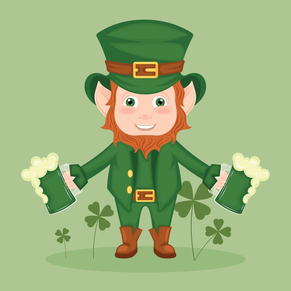 St Patricks day Irish elf character cartoon vector