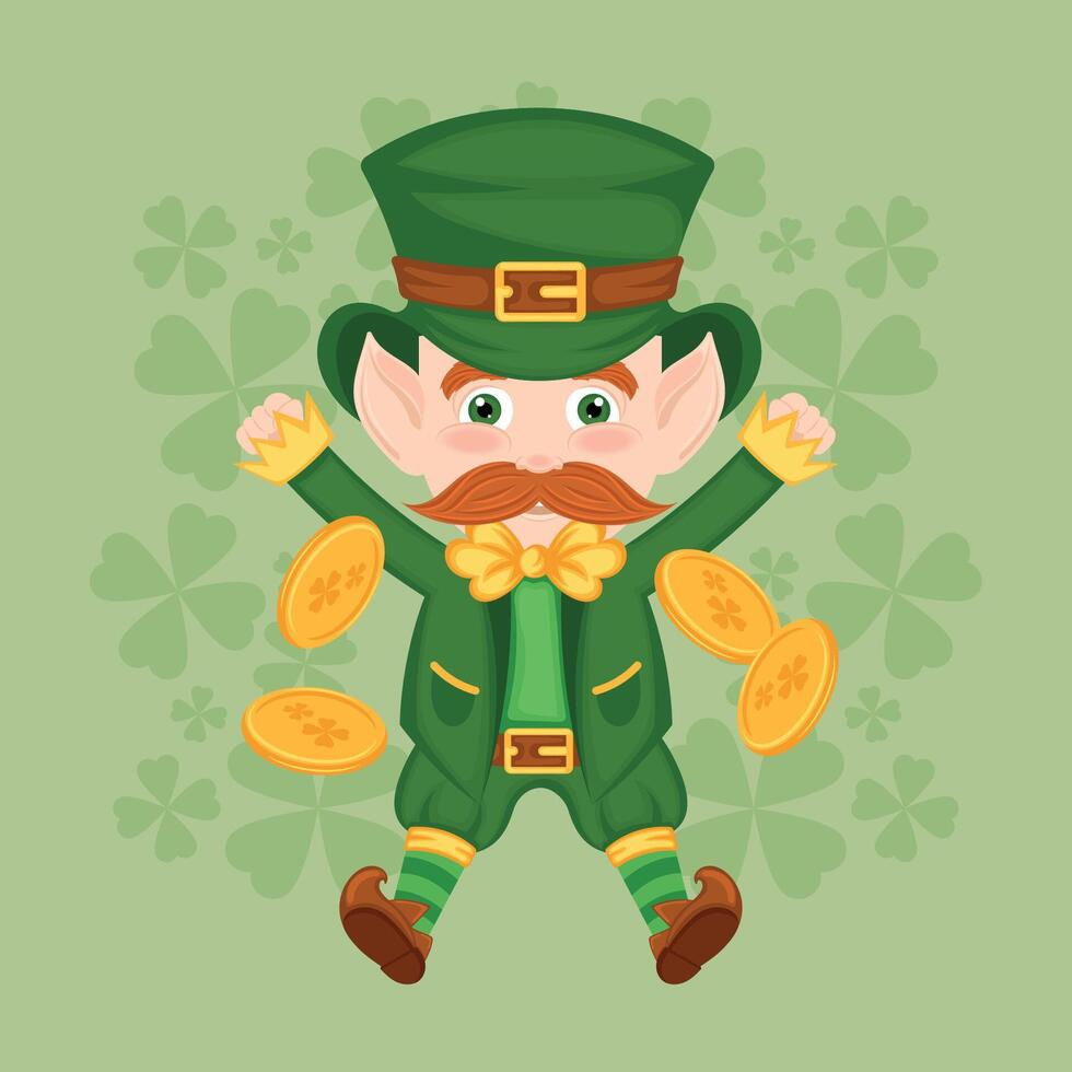 S t patricks día irlandesa duende personaje dibujos animados vector