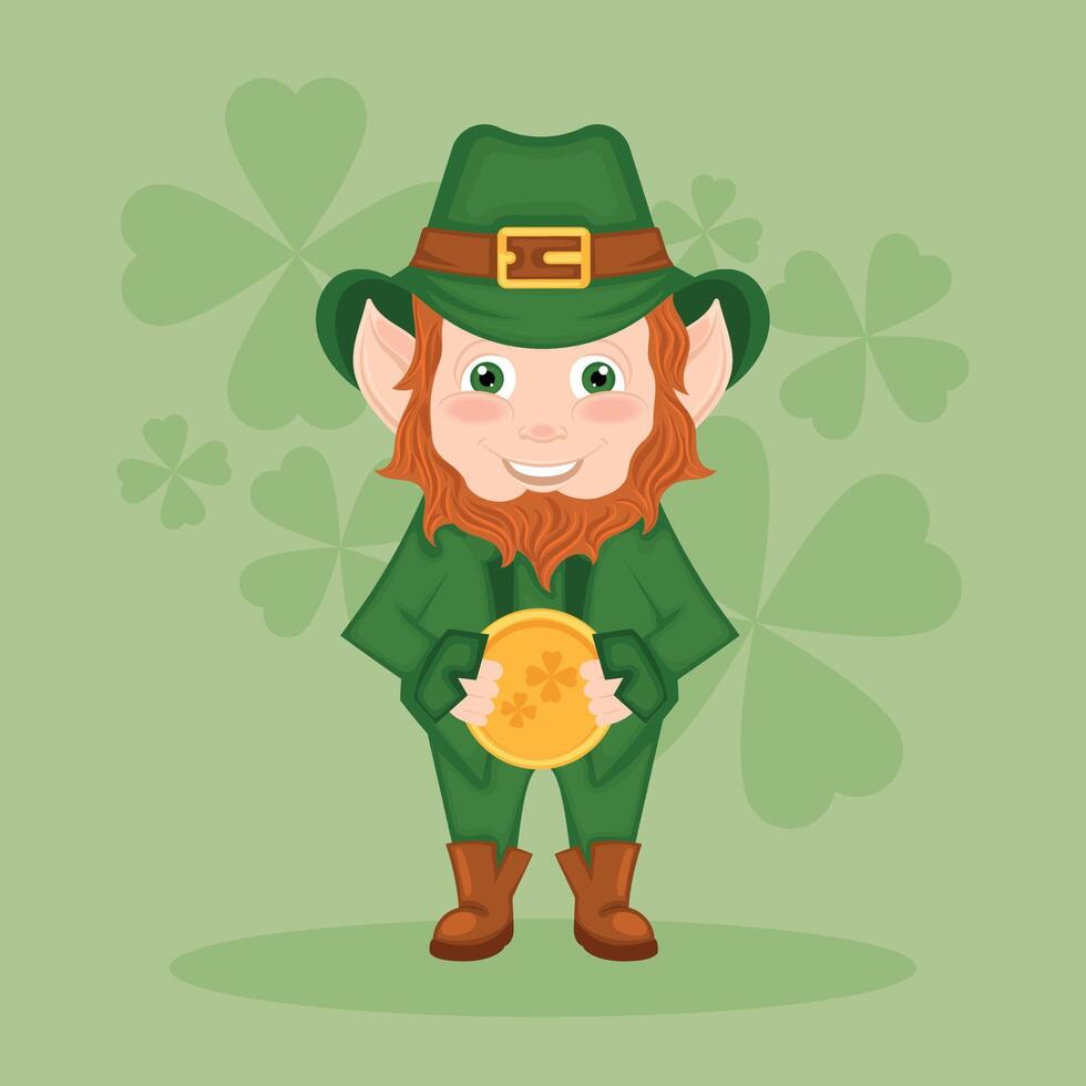 St Patricks day Irish elf character cartoon vector