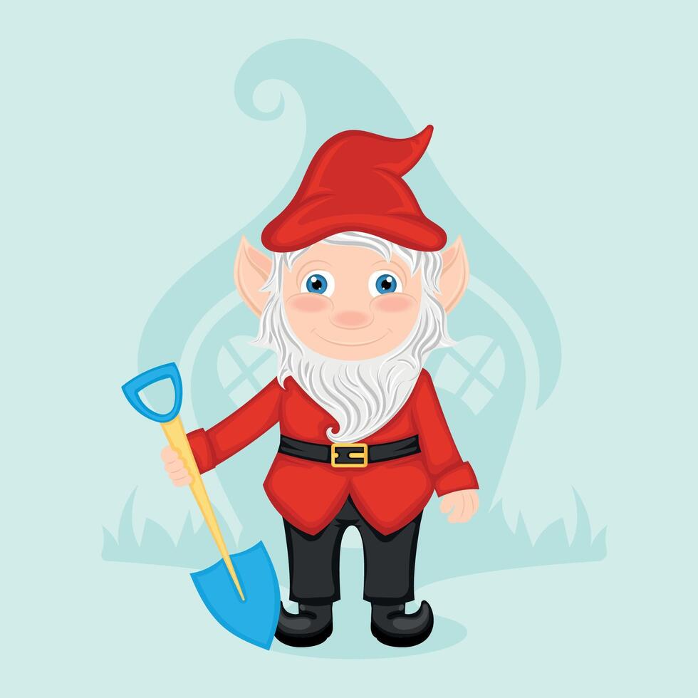 Cute garden gnome character cartoon vector