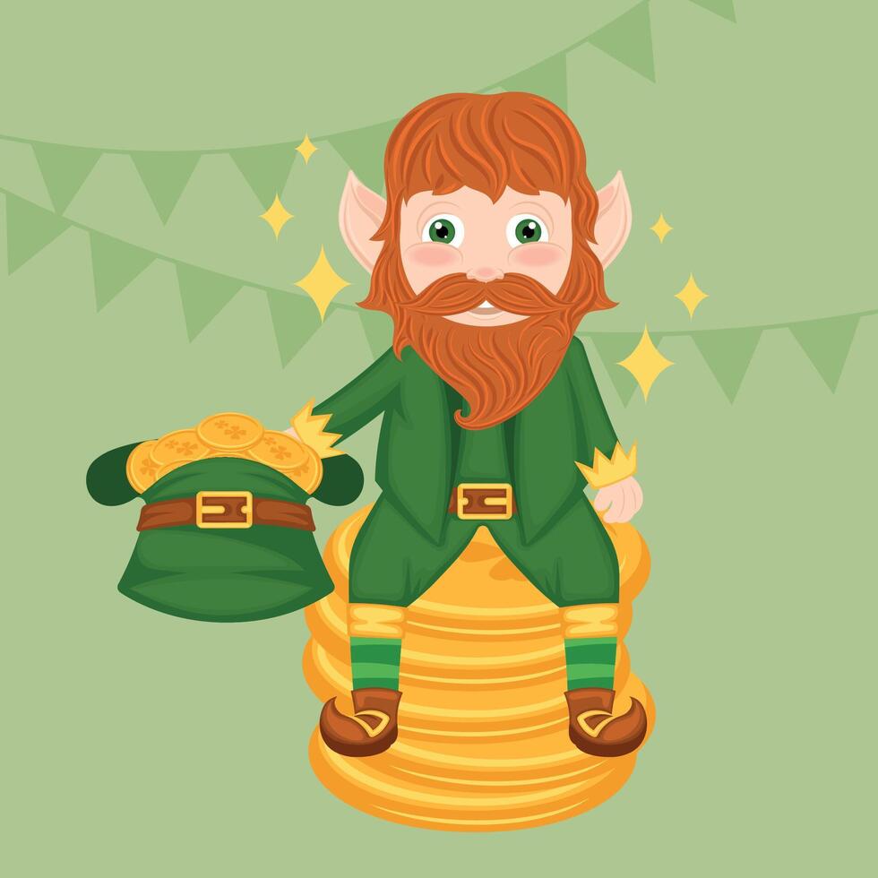 St Patricks day Irish elf character cartoon vector