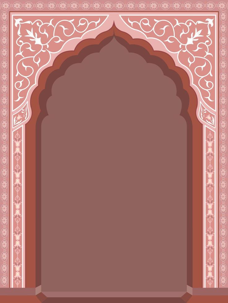 Mughal inspired palace door illustration with intricate motifs vector