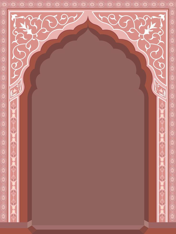 Mughal inspired palace door illustration with intricate motifs vector