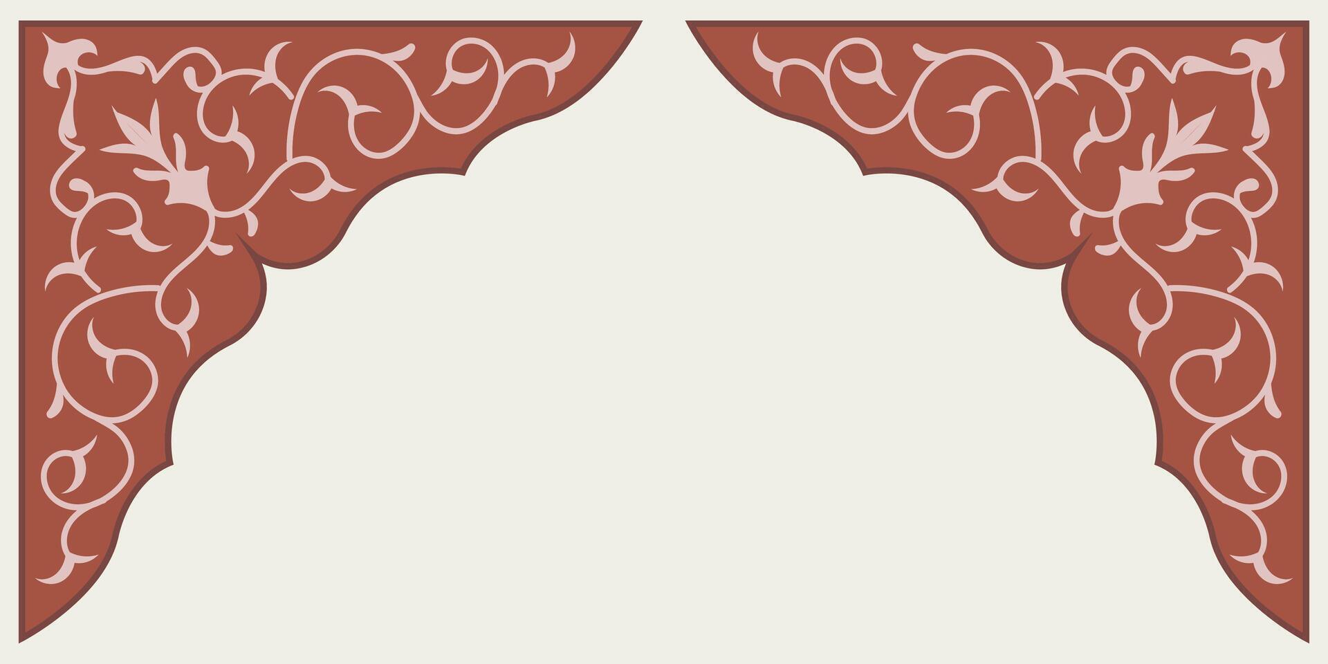 Intricate corner designs with Mughal inspired motifs vector