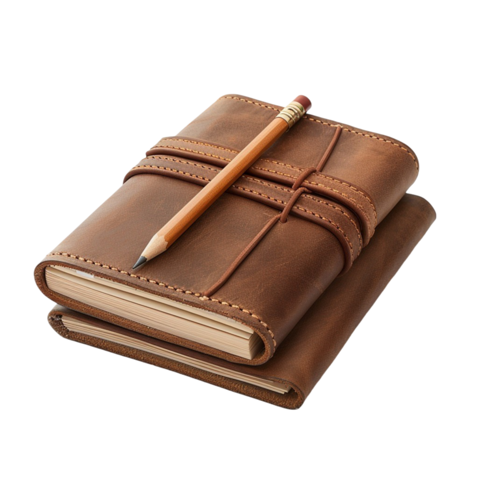 Timeless Elegance Vintage Inspired Brown Diaries Paired with LED Pencil png