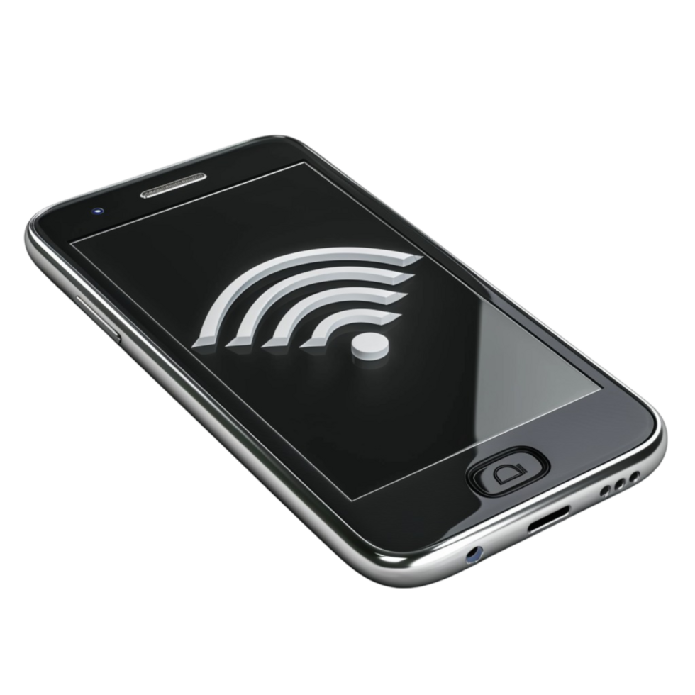 Modern Connectivity Mobile Device with WiFi Wallpaper on Black Screen png