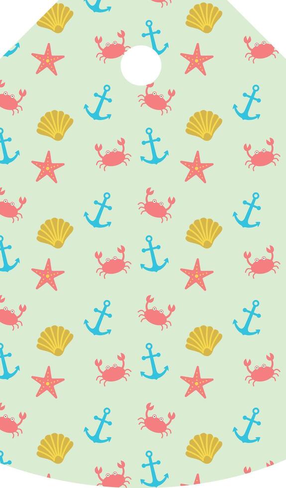 Tag with sea motif, summer design. vector