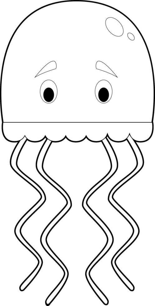 Easy Coloring Animals for Kids. Jellyfish vector