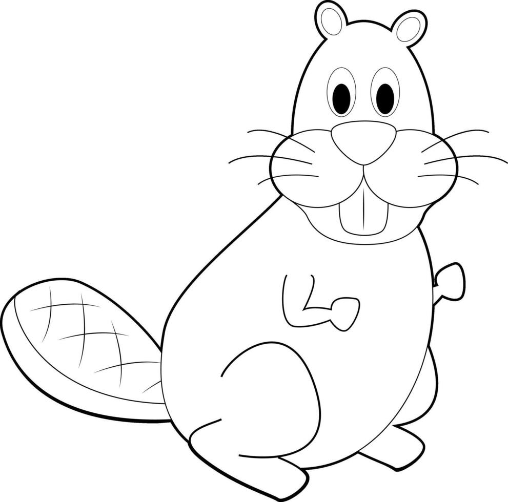 Easy Coloring Animals for Kids. Beaver vector