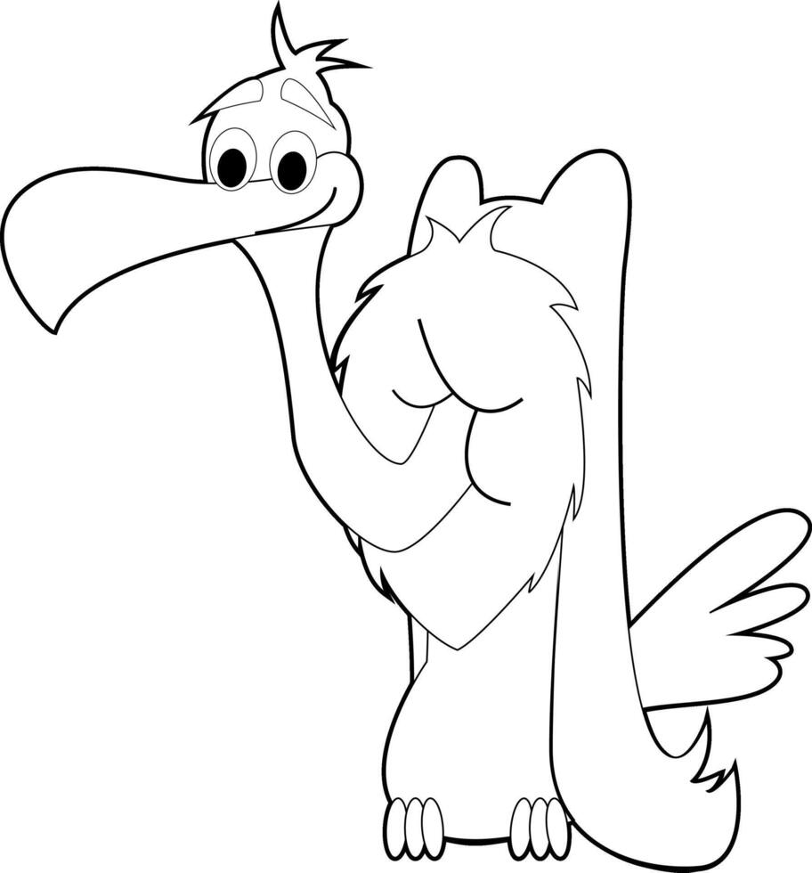 Easy Coloring Animals for Kids. Vulture vector