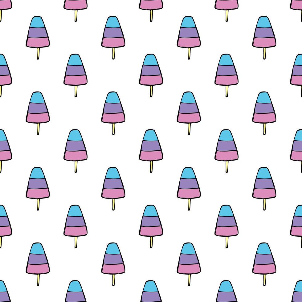 Seamless pattern with ice cream doodle for decorative print, wrapping paper, greeting cards, wallpaper and fabric vector