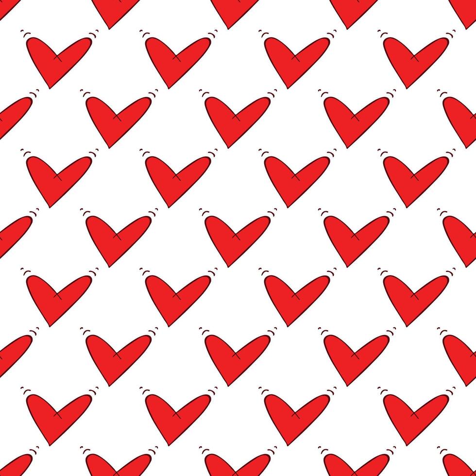 Seamless pattern with hand drawn heart doodle for decorative print, wrapping paper, greeting cards and fabric vector