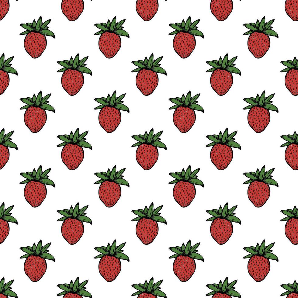 Seamless pattern with strawberry doodle for decorative print, wrapping paper, greeting cards, wallpaper and fabric vector