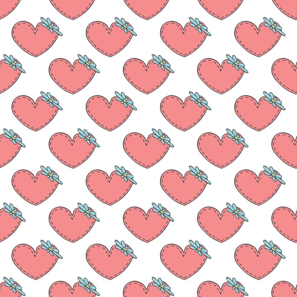 Seamless pattern with hand drawn heart doodle for decorative print, wrapping paper, greeting cards and fabric vector