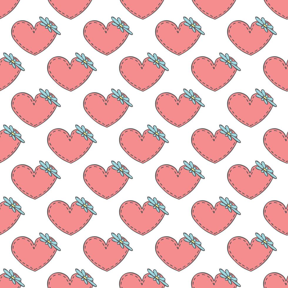 Seamless pattern with hand drawn heart doodle for decorative print, wrapping paper, greeting cards and fabric vector