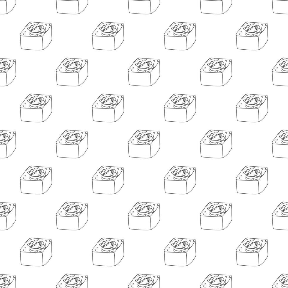 Seamless pattern with sushi roll for decorative print, wrapping paper, menu, wallpaper and fabric vector
