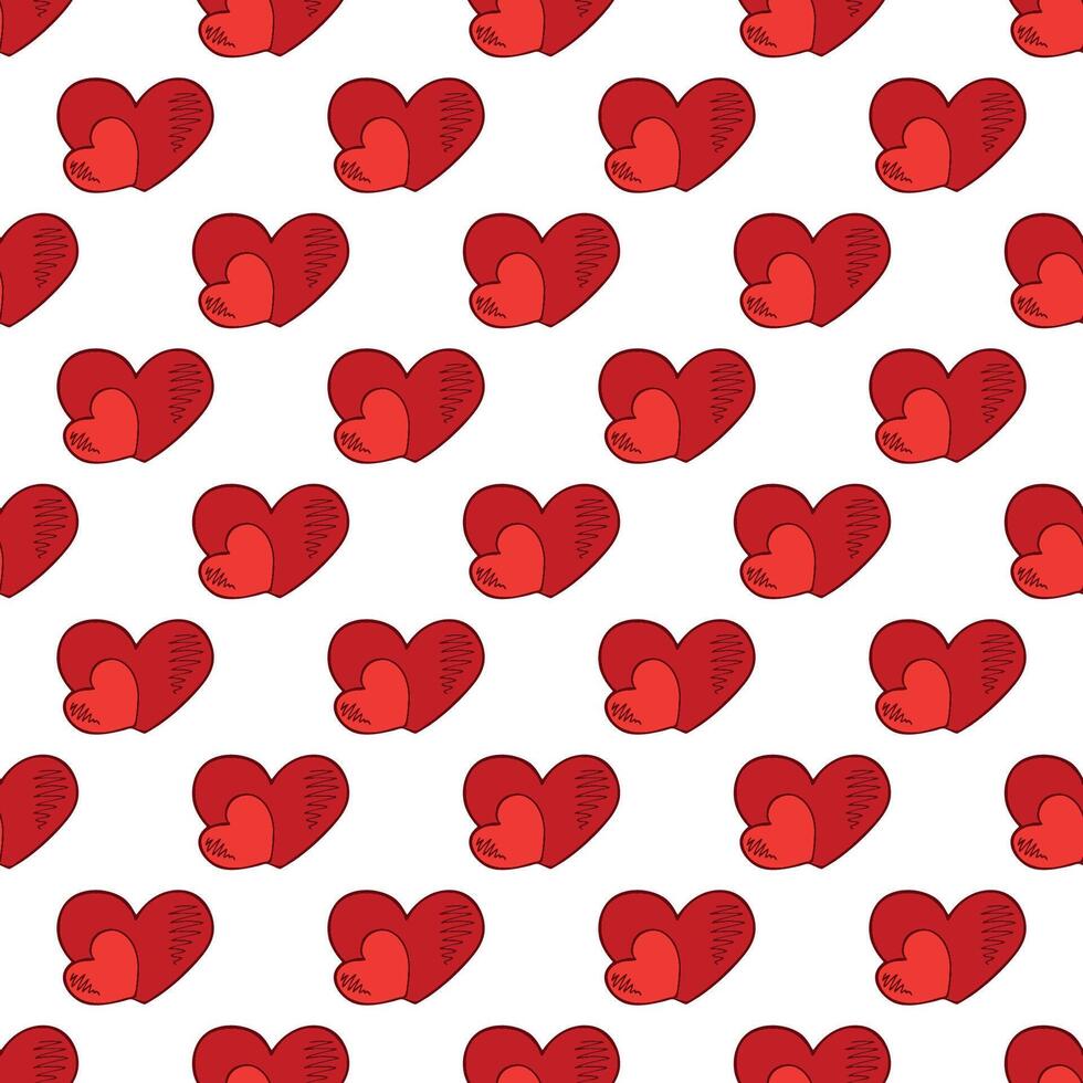 Seamless pattern with hand drawn heart doodle for decorative print, wrapping paper, greeting cards and fabric vector