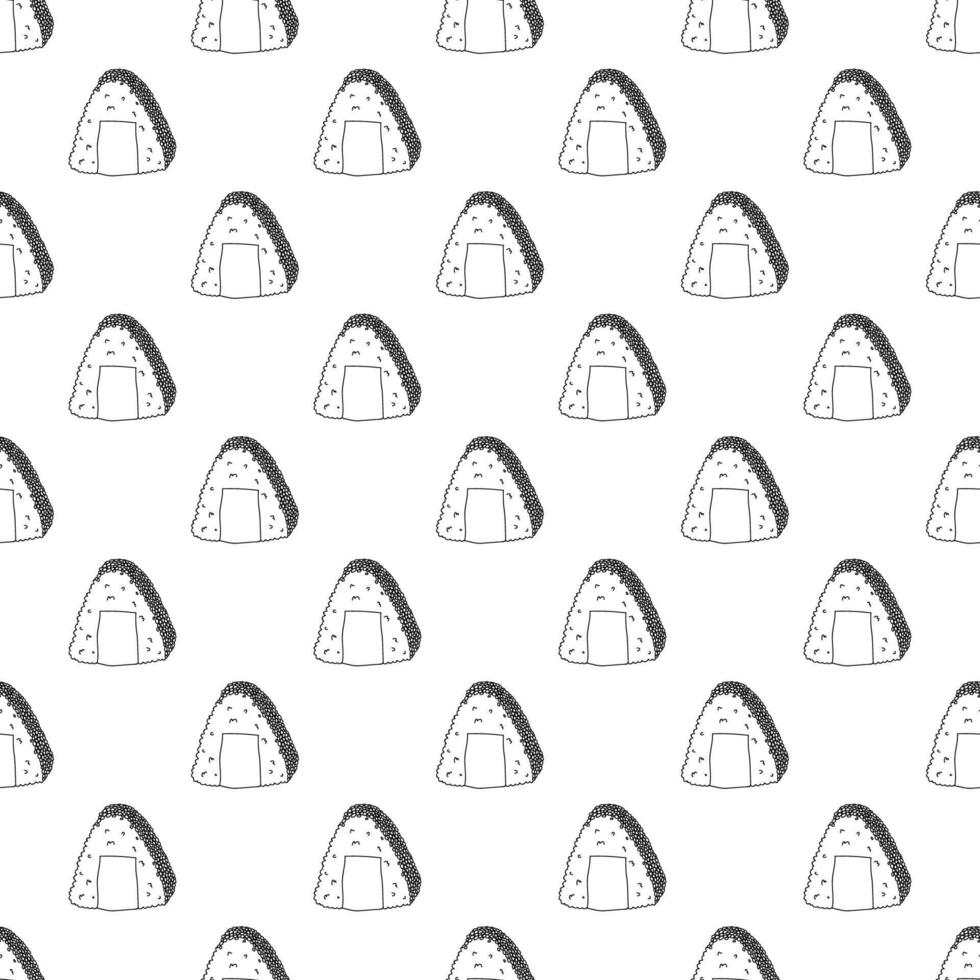 Seamless pattern with onigiri for decorative print, wrapping paper, menu, wallpaper and fabric vector