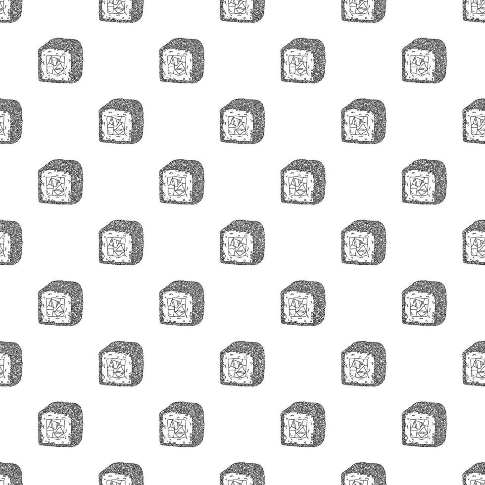Seamless pattern with sushi roll for decorative print, wrapping paper, menu, wallpaper and fabric vector