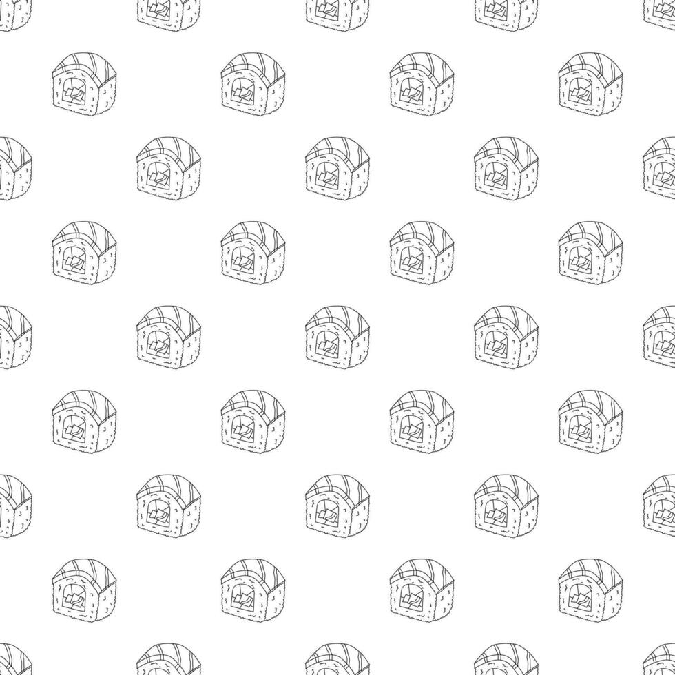 Seamless pattern with sushi roll for decorative print, wrapping paper, menu, wallpaper and fabric vector