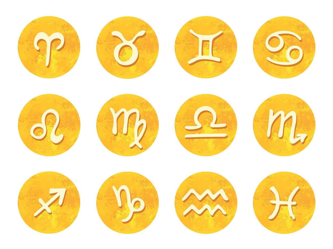 Hand drawn zodiac signs in round frames Esoteric doodle set Astrology clipart Elements for design vector