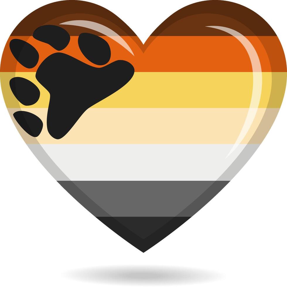 Bear Brotherhood pride flag in heart shape illustration vector