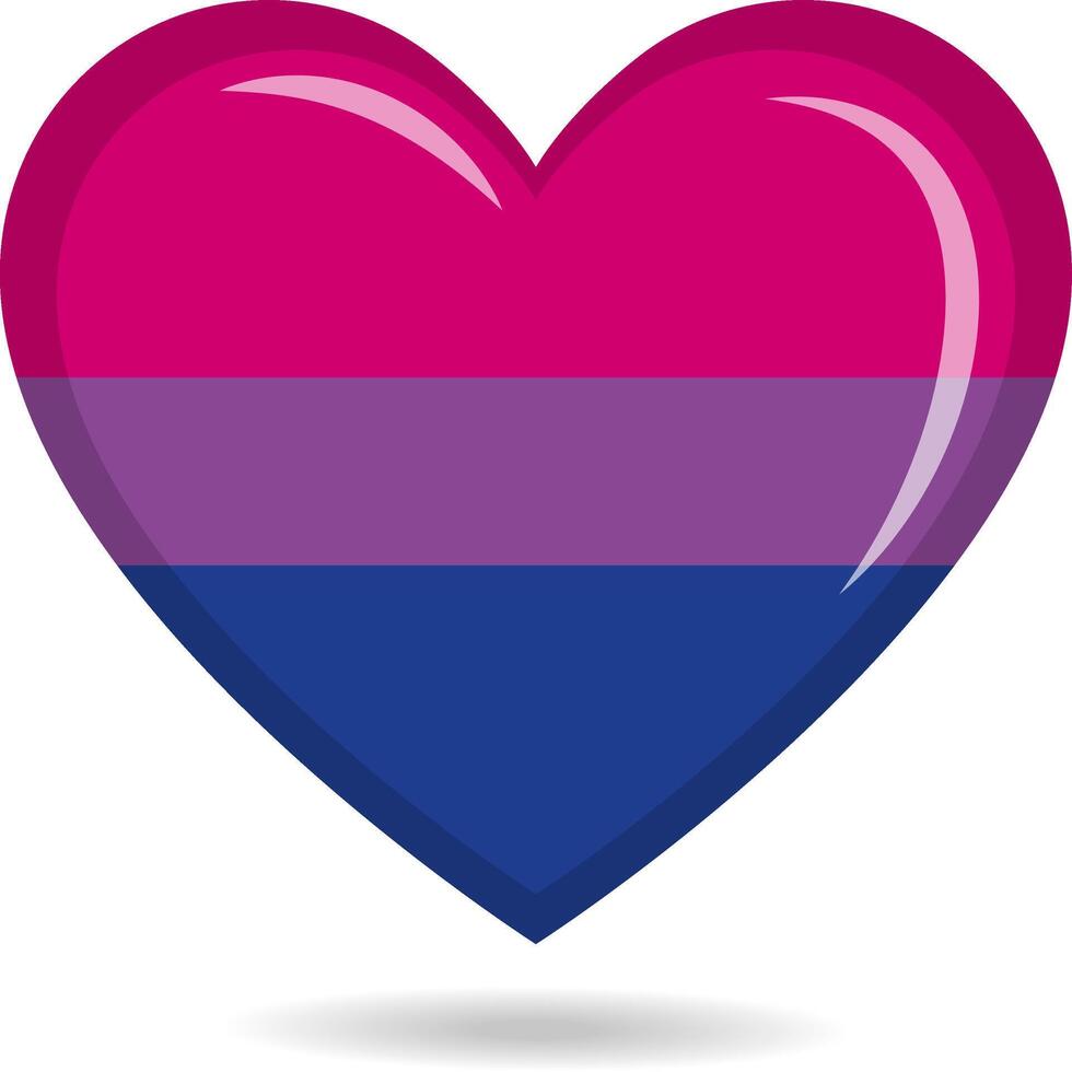 Bisexual pride flag in heart shape illustration vector