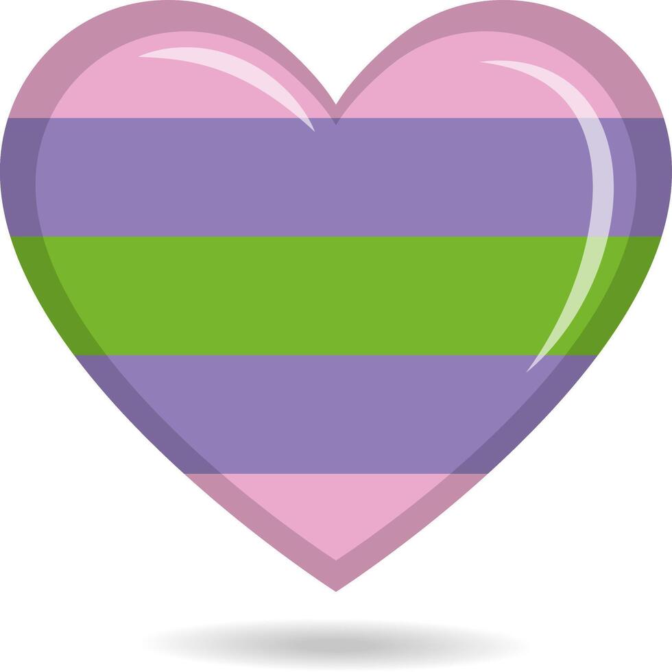 Trigender pride flag in heart shape illustration vector