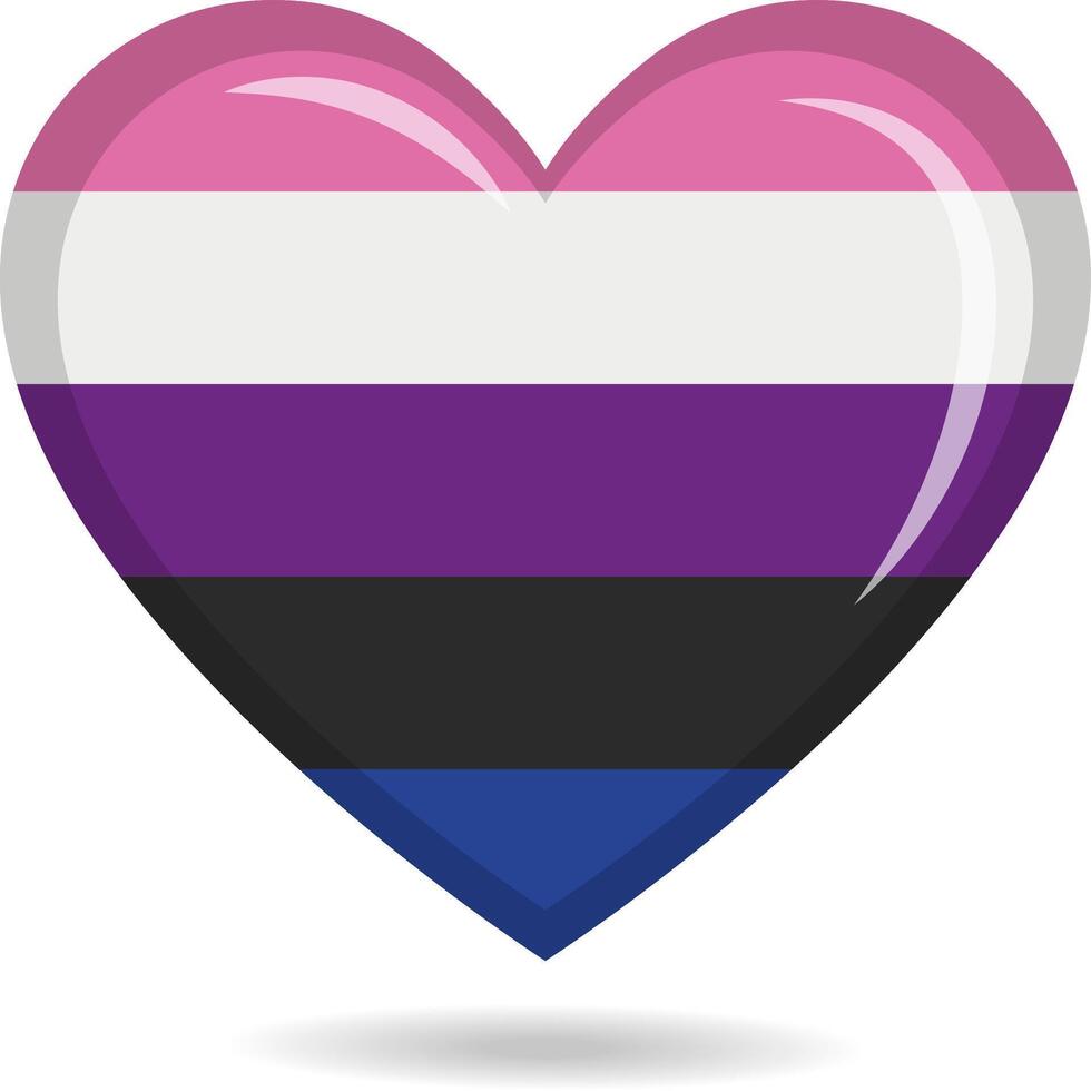 Genderfluid pride flag in heart shape illustration vector