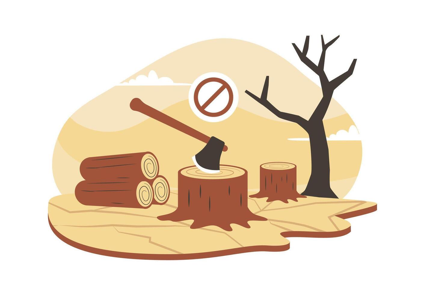 Deforestation and exploitation forest illustration vector