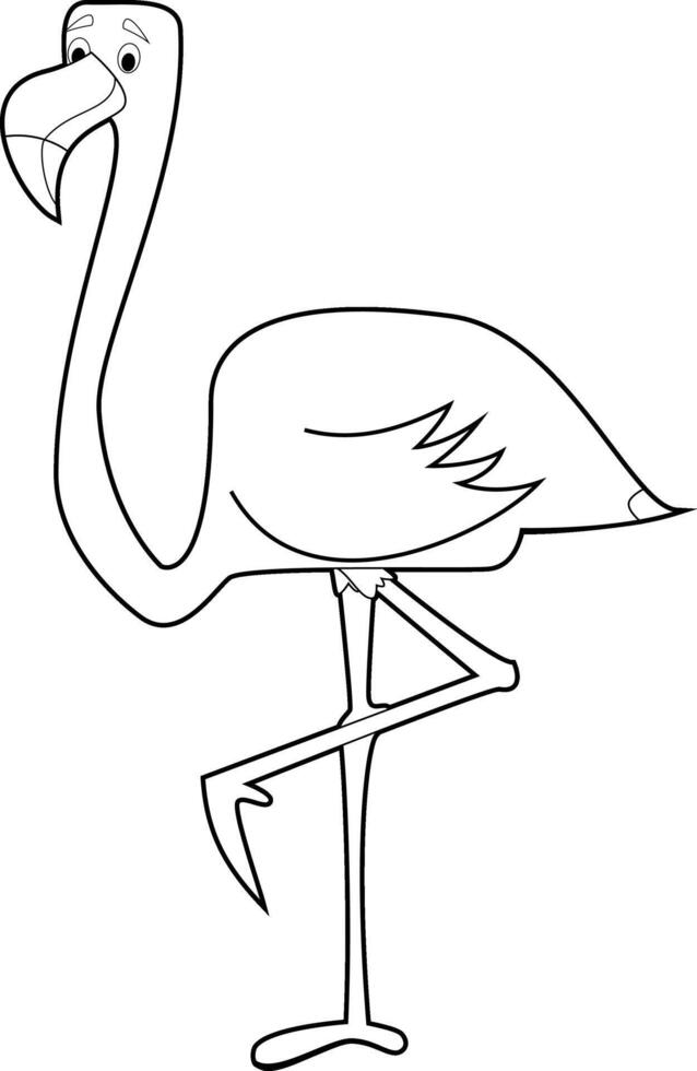 Easy Coloring Animals for Kids. Flamingo vector