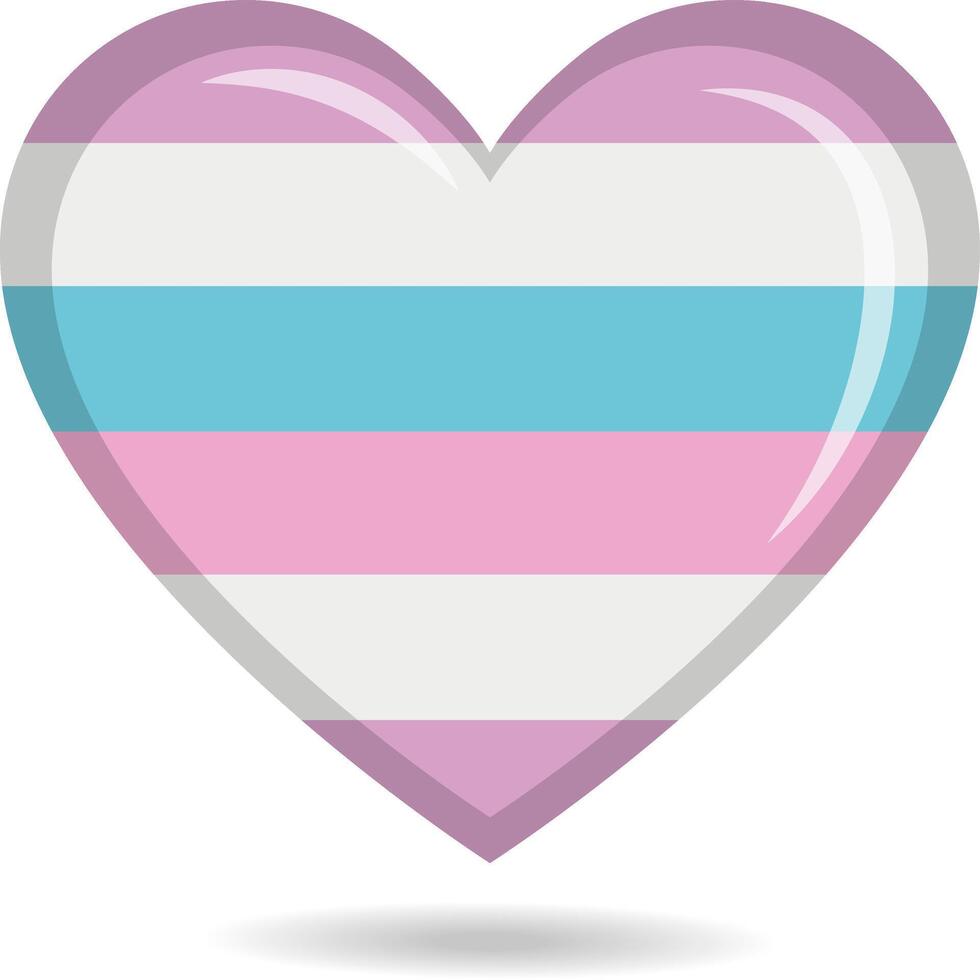 Bigender pride flag in heart shape illustration vector