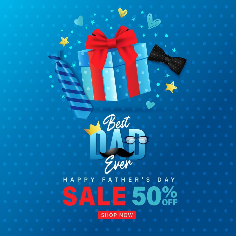 Father's Day sale banner design with 3D graphic elements vector