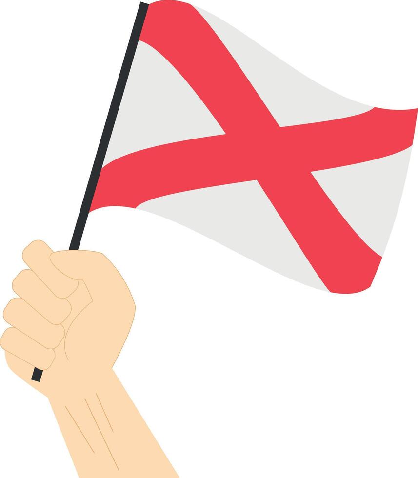 Hand holding and rising the maritime flag to represent the letter V Illustration vector