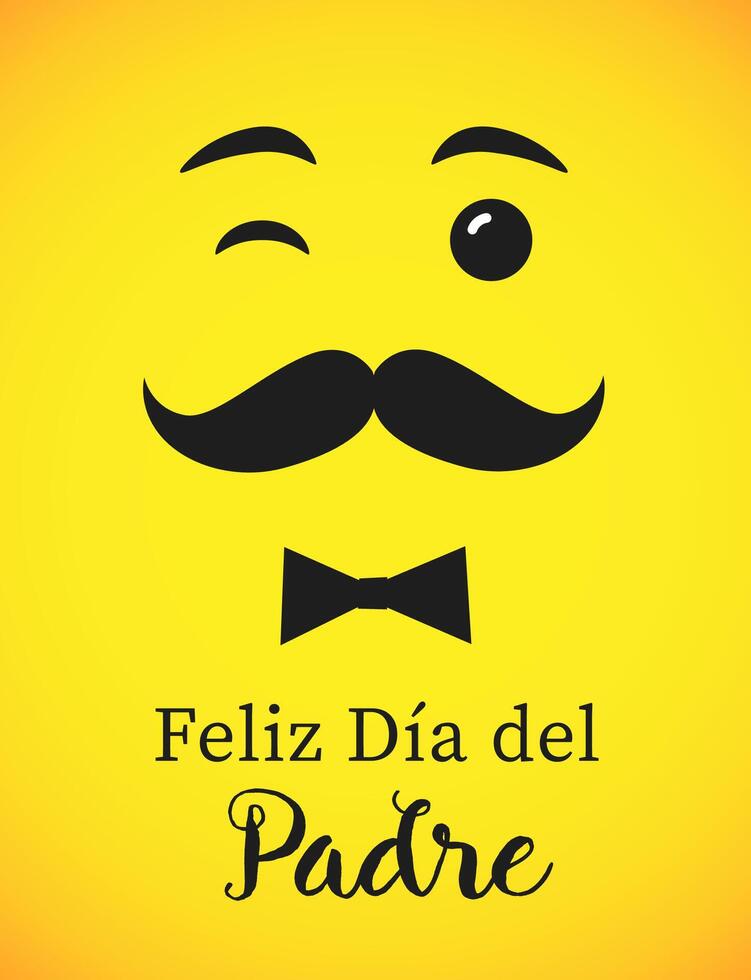 Happy Father's Day Spanish congrats. Internet banner with yellow emoticon. Creative trendy greeting card vector