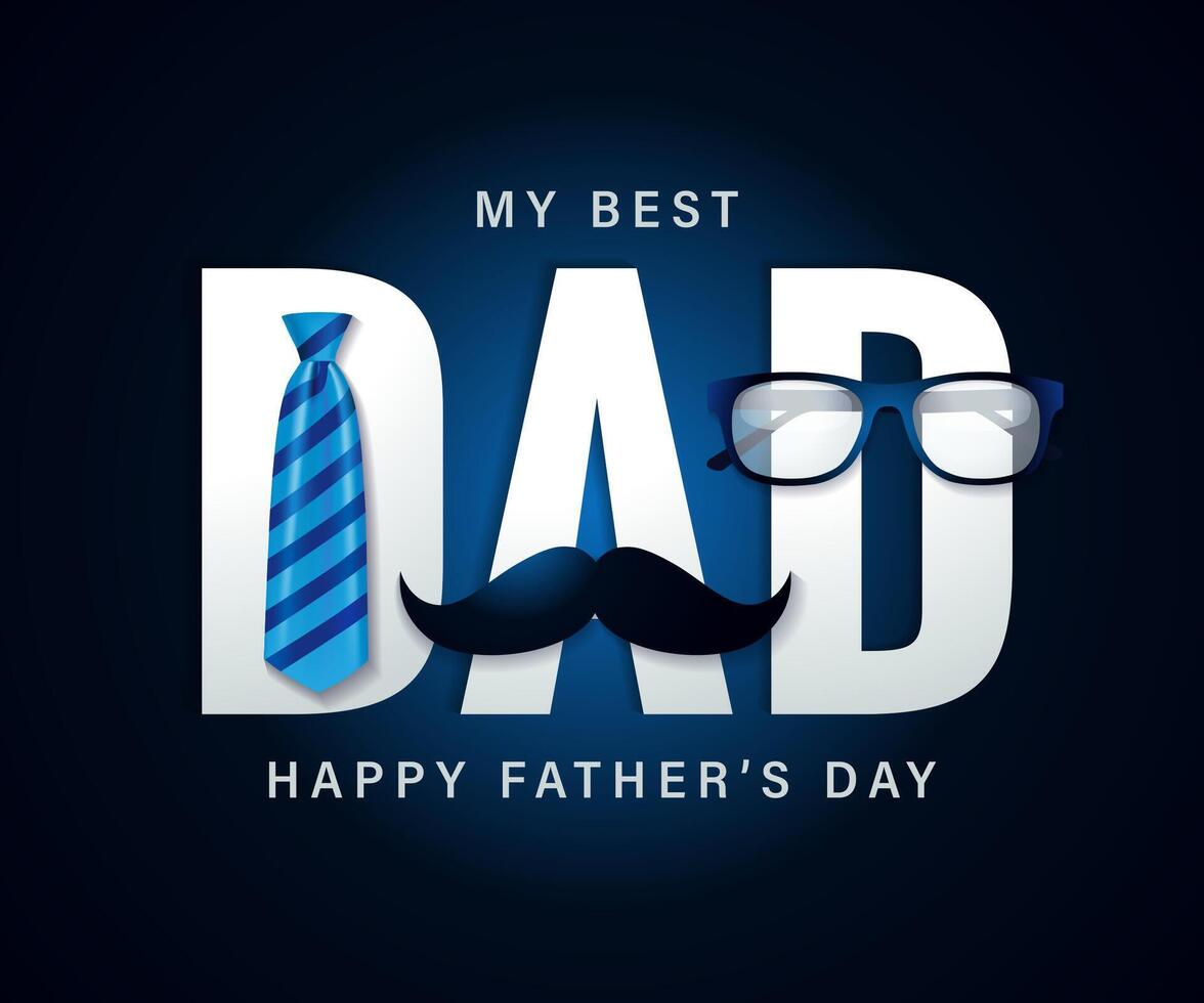 Happy Father's Day postcard concept, my best Dad congrats vector