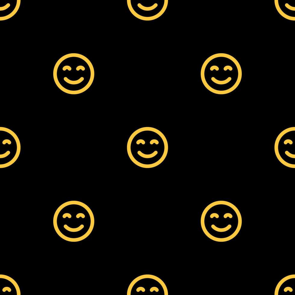 Seamless pattern with emoji, smiles, messages, social media elements. Chatting concept. Fabric texture, textile design in flat style on black background. Dark Theme. Flat design vector