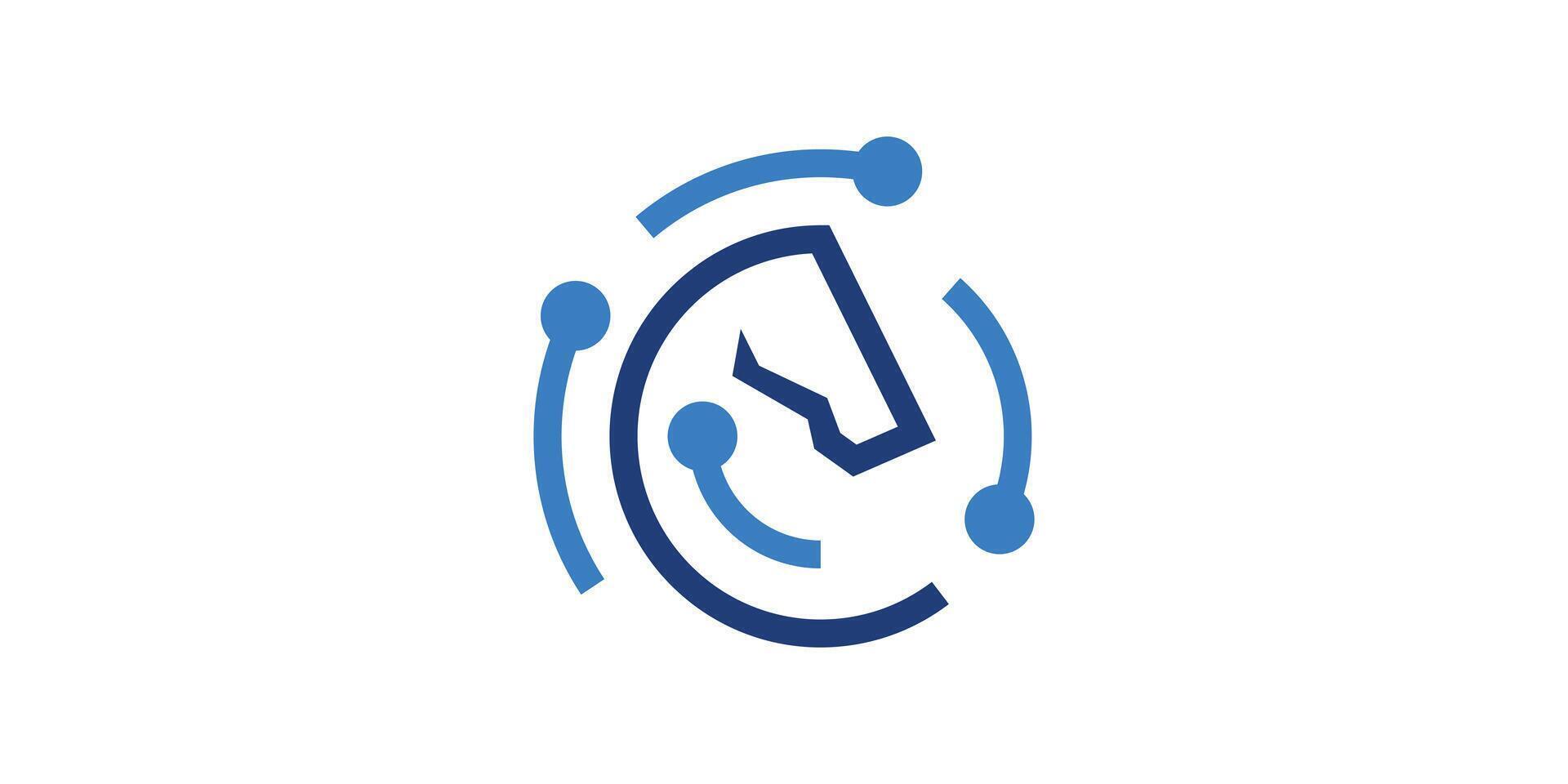 logo design horse tech, horse head, strategy, circle, technology, connection, logo design template, symbol, icon, , idea, creative. vector